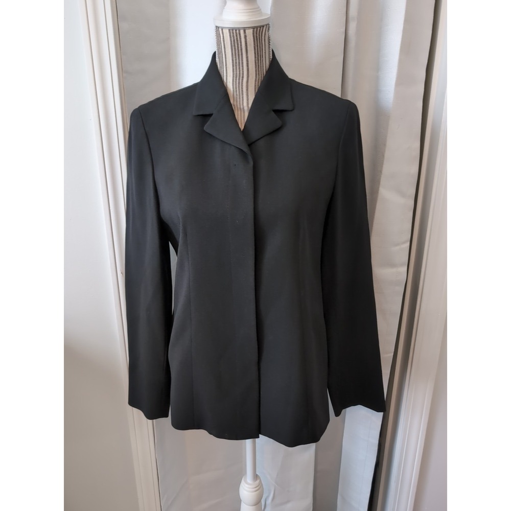 Vtg. Liz Claiborne Collection Black Blazer with Hidden Placket Size 4 Y2K Classy
